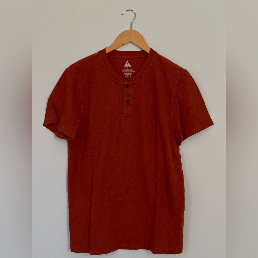 AMERICAN GIANT- PREMIUM SLUB HENLEY TEE SHORT SLEEVE, small, Adobe
